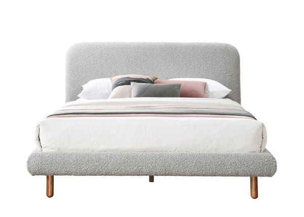 English Elm Cleo Upholstered Boucle Eastern King Bed with Solid Wooden Frame, Slat Support, No Box Spring Needed Gray 69.49 L x 7.48 W x 7.68 H B2726S00459