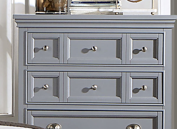 English Elm Transitional Solid Wood Chest with Five Smooth Glide Drawers, Felt-Lined Top, Timeless Design Gray 39 L x 21 W x 56 H B2741P369370