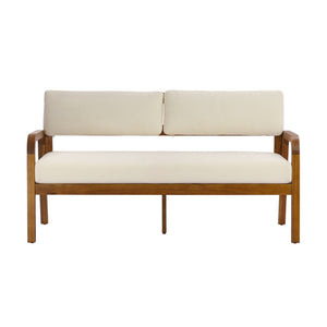 English Elm 2-pieces Outdoor Acacia Wood Loveseat and Coffee Table Set with Water-resistant Cushions N768P382499T