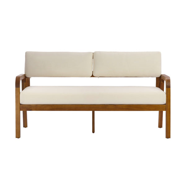 English Elm 2-pieces Outdoor Acacia Wood Loveseat and Coffee Table Set with Water-resistant Cushions N768P382499T