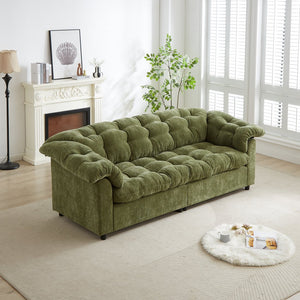 English Elm 99.2" Chenille Modern Deep Seat Sofa with Cloud-Like Cushioning, Zippered Arm Pads & Solid Wood Frame Green W1193S00149