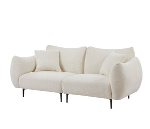 English Elm Oversized Sherpa Loveseat Sofa - Plush 2-Seater With Metal Legs & Pillows For Modern Living Spaces W542S00052-GIGA