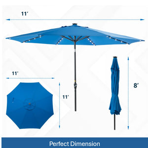 English Elm 11 Foot Solar Led Patio Umbrella Uv Resistant Polyester Canopy with Crank and Tilt B082P454991