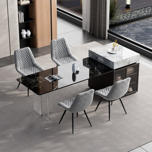 English Elm Modern Dining Chairs Set Of 2 - Ergonomic Pu Leather With Metal Legs, Stylish & Durable For Dining T3950P394500