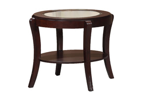 English Elm Espresso Transitional Dark Cherry End Table with 5mm Tempered Glass Top and Open Shelf Storage, 29x31x24" B011P395597