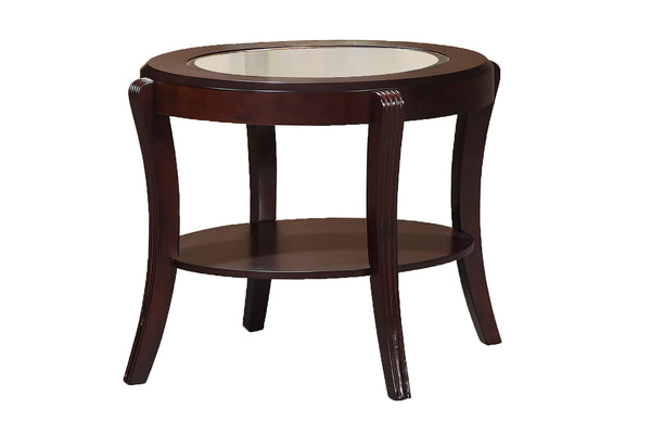 English Elm Espresso Transitional Dark Cherry End Table with 5mm Tempered Glass Top and Open Shelf Storage, 29x31x24" B011P395597