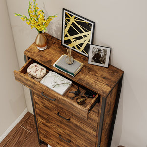 English Elm Shoe Cabinet Slim 3-Flip Drawers with Top Drawer and Metal Handles, Rustic Brown Entryway Organizer W2948P245242