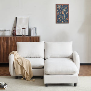 English Elm Christopher Knight Home® - 69 Modular 3-Piece L-Shaped Sectional Sofa with Ottoman — Eucalyptus Frame, Durable Springs, Customizable Layout White N773IS00002W