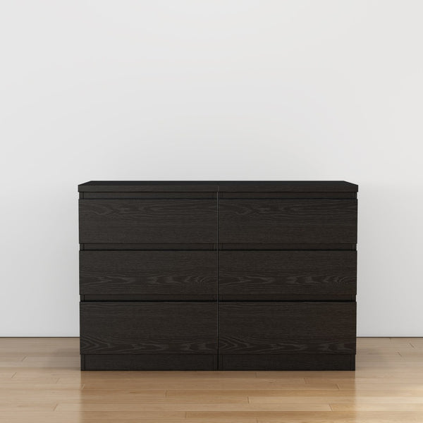 English Elm 19.7-inch Matte Finish 3 Drawer Nightstand Set of 2 Handle Free Modern Bedroom Storage Black W3151S00078
