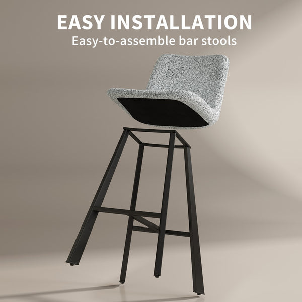 English Elm Modern Upholstered Gray Fabric Barstool with Black Metal Frame for Kitchen Island W5096P400393