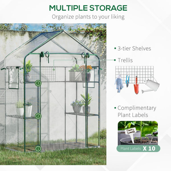 English Elm Outsunny Walk-in Portable Garden Greenhouse 6 Shelf Trellis Mesh Vent Cover W2225P229759