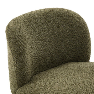 English Elm Boucle Rounded Accent Chair with Rubberwood Legs for Modern Minimalist Living Rooms Natural Wood,Olive Green N776P423410G