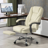 English Elm Vinsetto Massage Office Chair With Foot Rest, Executive Office Chair With 6 Vibration Point and Heat, Reclining Computer Chair, Swivel Desk Chair, Adjustable Height, Beige