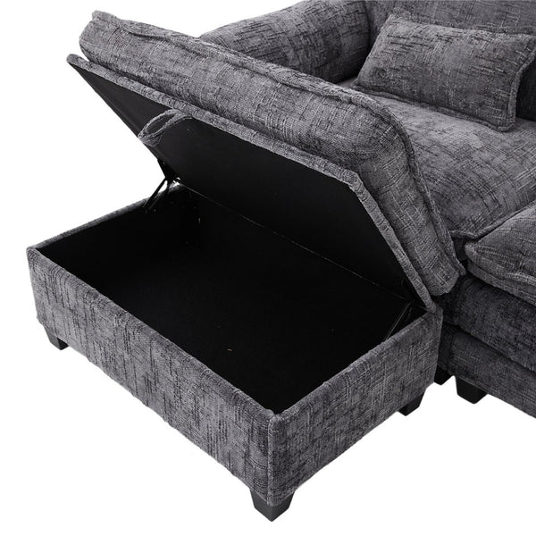 English Elm United Oversized 112" Modular Sectional Sofa - Cloud Couch With Storage Ottoman & Usb Charging Ports W1568S00189-GIGA