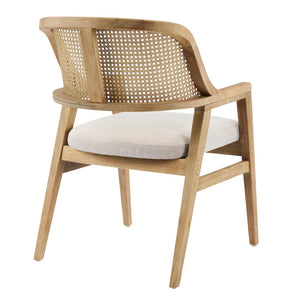English Elm Mid-century Modern Dining Chairs Set of 2 Rattan Cane Back Rubberwood Upholstered Beige+Natural N768P411344N