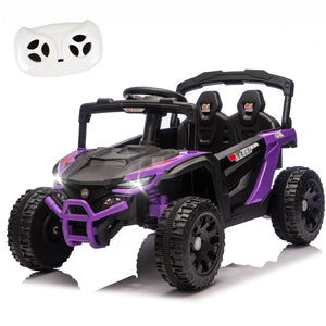 English Elm 24v Kids Utv Ride on with Dual 80w Motors Remote Control and Four Wheel Suspension Purple+Black W1578P343323