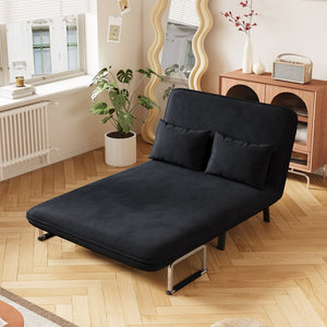 English Elm 39″ Convertible Chair Bed with Adjustable Backrest & Pillow, Steel-Frame Sleeper Chair for Small Spaces Comfortable Multifunctional Lounge Sofa Black W1767P192815
