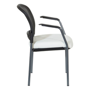 OSP Home Furnishings Progrid Mesh Back Stackable Chair with Titanium Frame for Conference Rooms Snow 86710R-R101