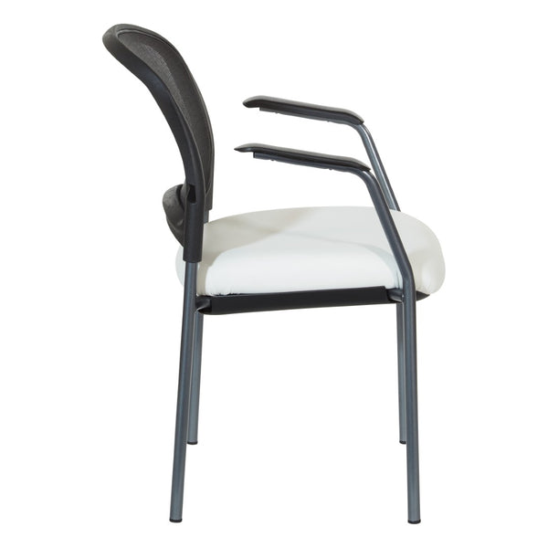 OSP Home Furnishings Progrid Mesh Back Stackable Chair with Titanium Frame for Conference Rooms Snow 86710R-R101
