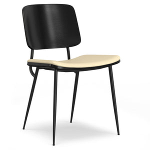 English Elm Hayley Off White Dining Chair Set of 2 – Mid-Century Molded Plywood, Vegan Leather Seat, Metal Legs B136P266929