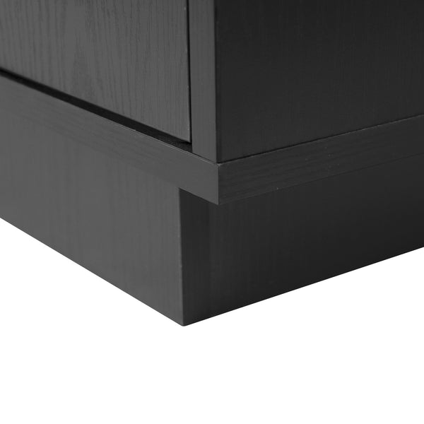English Elm Storage Cabinet Sleek Acrylic Door with Gold Handle, Non-Slip Feet, Anti-Tip Locks, Compact Dimensions Black W688127148