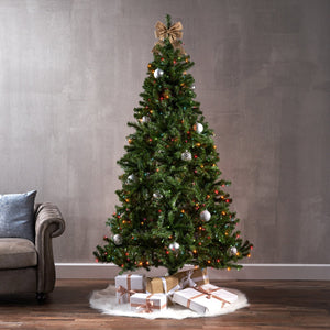 English Elm Christopher Knight Home® - 7' Noble Hinged Tree 7ft Pre-Lit 500 Multi-Color Lights, Green PVC, Iron Stand, 48" Diameter Decor 64187.00ML