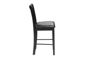 English Elm Black 5pc Counter Height Dining Set with Double Display Shelves, X-Back Faux Leather Chairs, Compact Stylish B011P194586