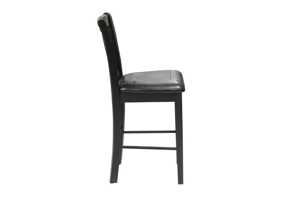 English Elm Black 5pc Counter Height Dining Set with Double Display Shelves, X-Back Faux Leather Chairs, Compact Stylish B011P194586