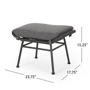English Elm Christopher Knight Home® - Montana Faux Rattan Outdoor Ottoman Set of 2 with Water-Resistant Gray Cushions, Steel Frame Durable 65045.00GRY