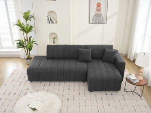 English Elm Scandinavian Channel Tufted L Shaped Sectional Sofa with Plush Foam Cushions B2730S00043