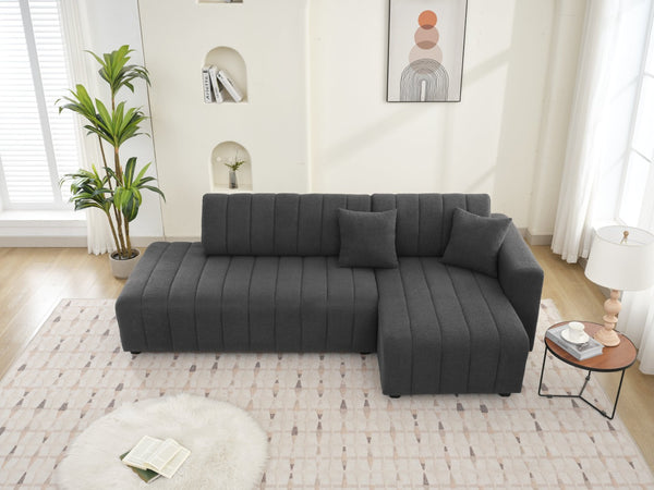 English Elm Scandinavian Channel Tufted L Shaped Sectional Sofa with Plush Foam Cushions B2730S00043