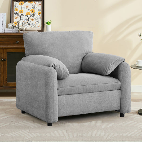 English Elm Modern Chenille Oversized Accent Chair with Thick Spring Cushion, Bread-Style Armrests, Grey, Cozy Reading Sofa (38") W1521P331584