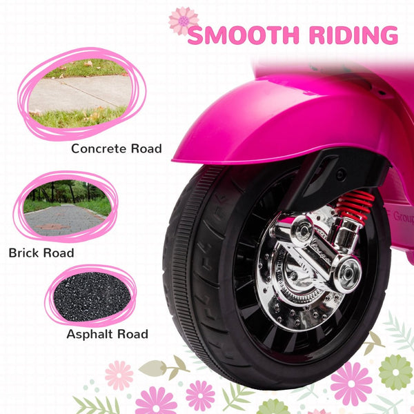 English Elm Qaba Vespa Licensed Retro Ride on Electric Motorbike for Toddlers with Fm Radio Pink W2225P229331