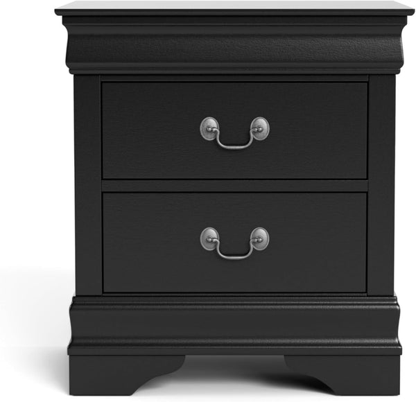 English Elm Light Gray Contemporary Nightstand Solid Rubberwood Dovetail Drawer Bedroom Storage Black B2741P433358