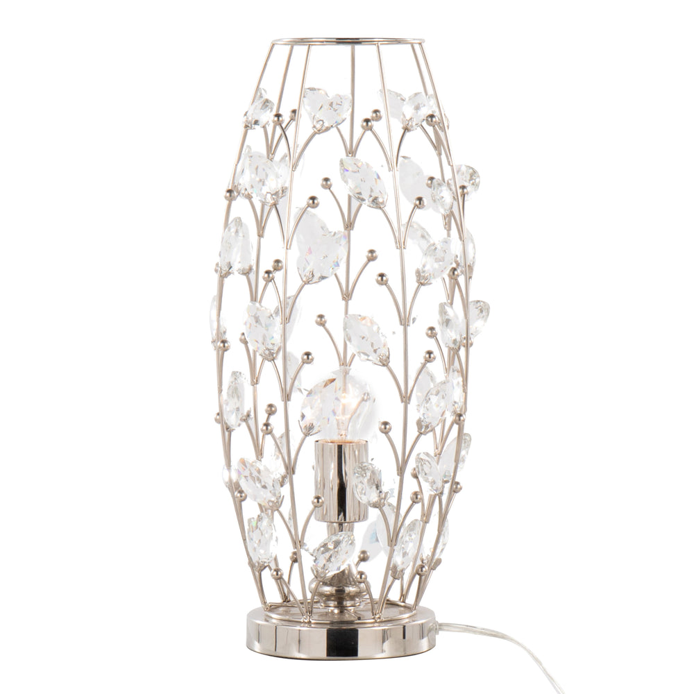 English Elm Crystal Buds 18" Contemporary Uplight Lamp in Polished Nickel with Clear K9 Crystal Beads, Chic Glow B202P224121