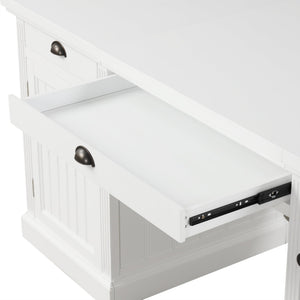 English Elm 67''Modern Executive Desk with 3 Drawers & 2 Cabinets, Spacious White MDF Workstation with Adjustable Shelves and Chic Vertical Edge Design for Home Office N751S211942K