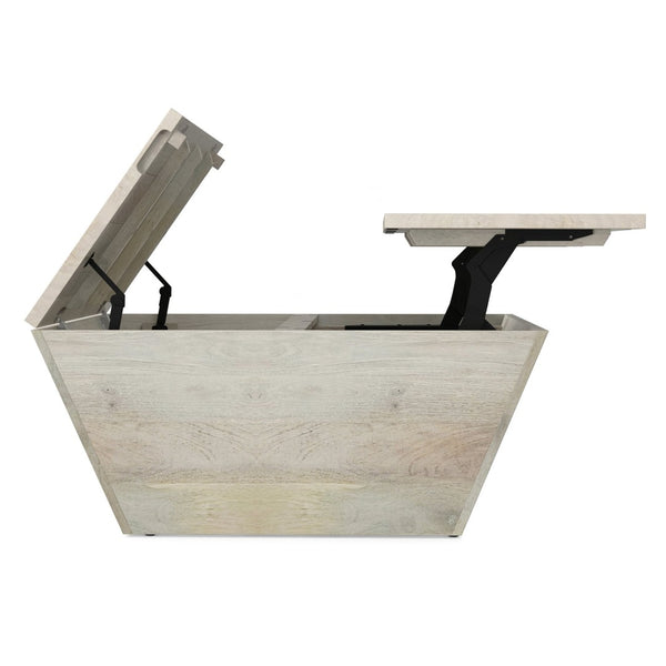 English Elm Abba Solid Mango Wood Lift Top Coffee Table with Dual Hidden Storage Compartments White B136P429096