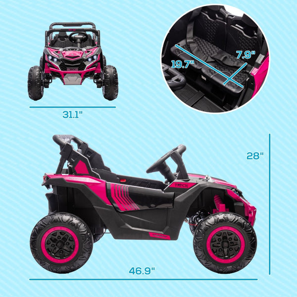 English Elm Aosom 12v Electric Kids Ride on Utv with Remote Control Suspension and Music System Pink W2225P229517