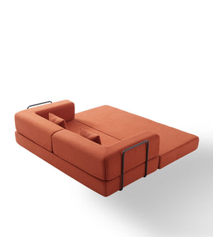 English Elm Convertible Floor Sofa Bed Corduroy Upholstered Lounger with Bolster Pillow Studio W1960P412224