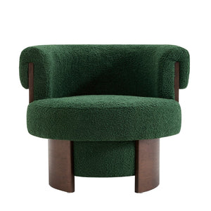 English Elm Modern Sculptural Barrel Swivel Chair Set of 2 with Bentwood Back for Living Room Green N760S0000060C