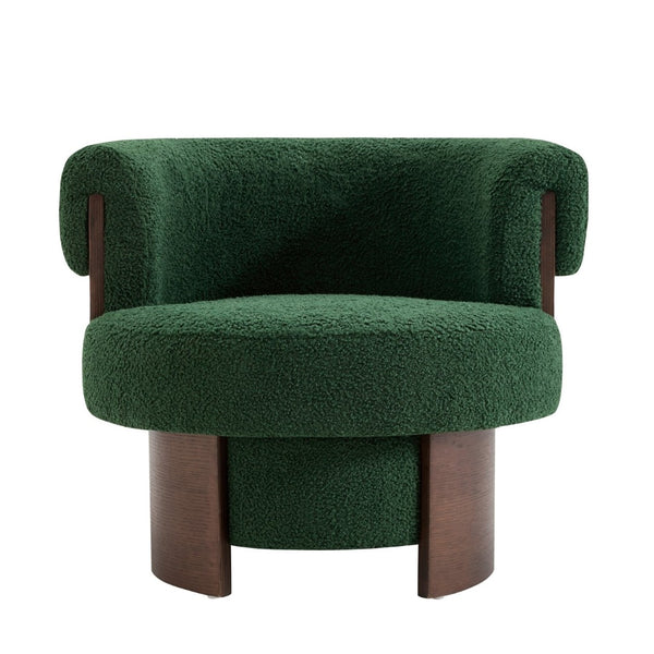English Elm Modern Sculptural Barrel Swivel Chair Set of 2 with Bentwood Back for Living Room Green N760S0000060C