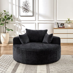 English Elm 55'l Chenille Lounge Chair Fluffy Pillow Back Sleeper for Living Room or Bedroom W834P431153