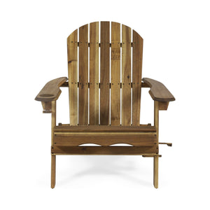 English Elm Christopher Knight Home® - BELLWOOD Adirondack Chair with Folding Design, Rustic Outdoor Wood Seat, Built-In Cup Holder Comfort Natural 37.75 L x 26.75 W x 8.5 H 68940.00