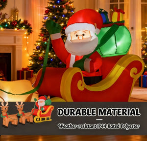 English Elm Inflatable Santa Fire Truck Yard Display with Led Lit Tree 7.5 Foot Holiday Decor T3971P412830