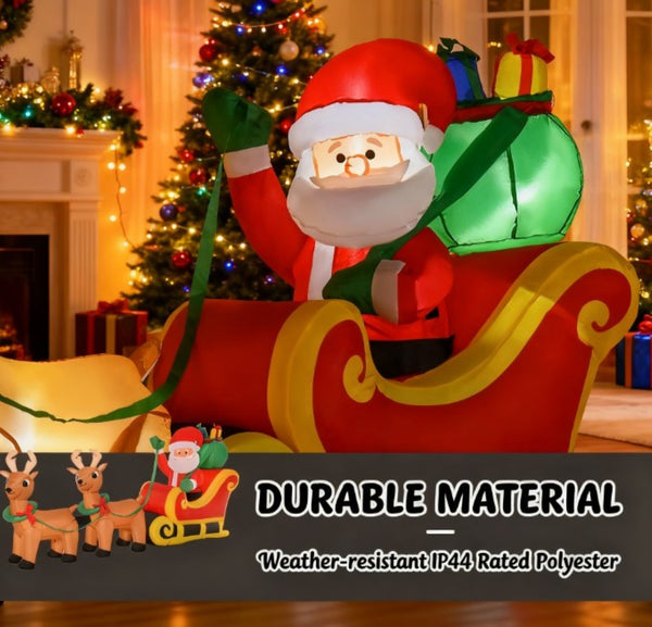 English Elm Inflatable Santa Fire Truck Yard Display with Led Lit Tree 7.5 Foot Holiday Decor T3971P412830