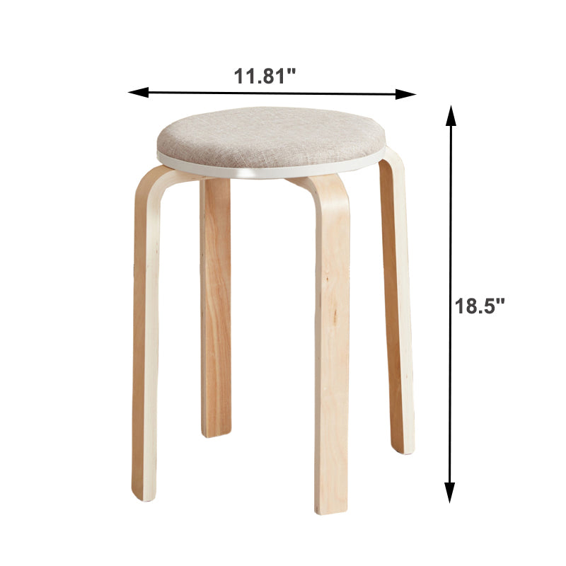 English Elm Set of 4 Stackable Stools — Durable Backless Round Dining & Kitchen Chairs, Space-Saving Design, 18.5" Height LIGHT GREY W1718P165859