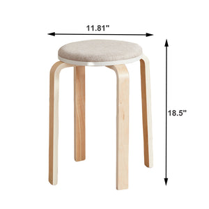 English Elm Set of 4 Stackable Stools — Durable Backless Round Dining & Kitchen Chairs, Space-Saving Design, 18.5" Height LIGHT GREY W1718P165859