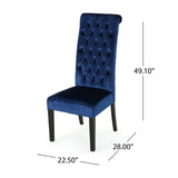 Christopher Knight Home® - Noble House - Leorah Tall Back Tufted Navy Blue Velvet Dining Chair (Set of 2)