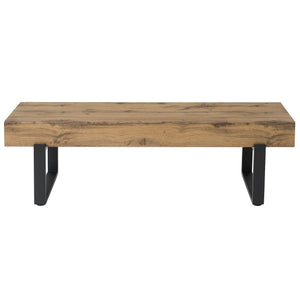 English Elm Upholstered Bench with Thick 5.5" MDF Top, Heavy-Duty Metal Legs, 550LB Capacity, Versatile Seating Natural Wood Wash N752P374152N
