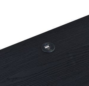 English Elm 1pc Modern Nightstand with Wood-Grain Finish, Two Spacious Drawers, Dual USB-A/C Charging & LED Motion Light Black 27.5 L x 21.75 W x 7.25 H B011P337719